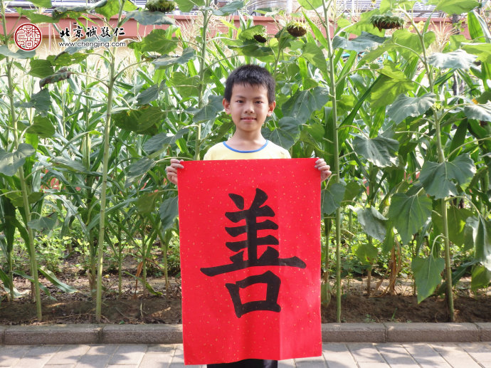 廖同學(xué)，8歲，書法作品「善」